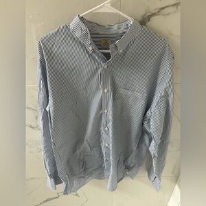 J.Crew 2-Ply 100% Cotton Large Blue Stripe Button Down Shirt 👔